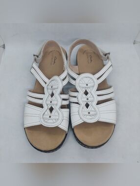 Clarks Leisa Janna Sandals White Casual Summer Comfort Shoes Womens Size 9W